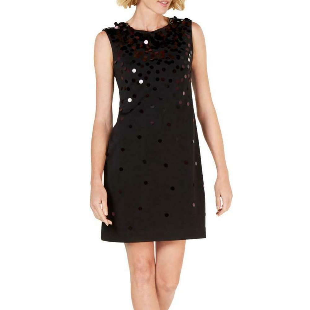 Alfani size 6 shiny sequined stretch scuba crepe scoop neck party dress